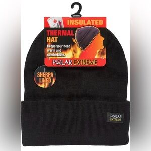 Polar Extreme | NWT Black Faux Sherpa Knit Thermal Insulated Beanie Cap Hat OSFM